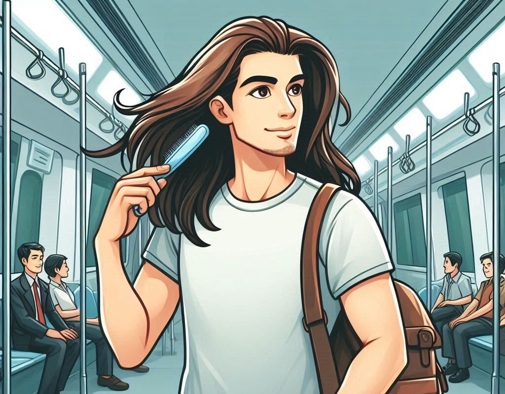 a man with long hair