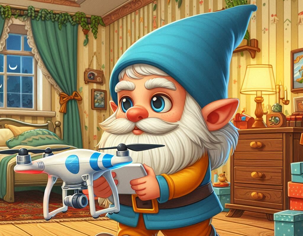 A gnome with a drone