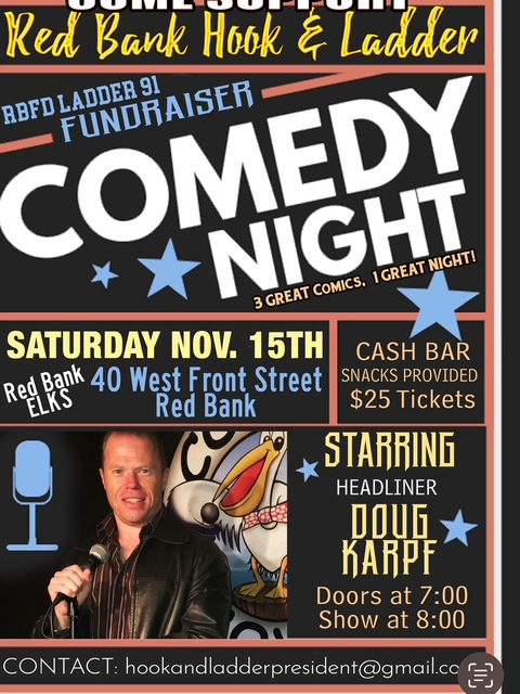 Red Bank Ladder 91 Hosts Third Annual Comedy Night Featuring Doug Karpf to Support Volunteer Firefighters
